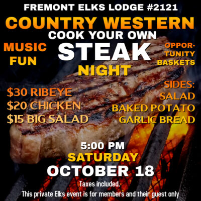 10/18 Country Western Cook Your Own Steak Night
