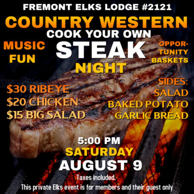 8/9 Country Western Cook Your Own Steak Night