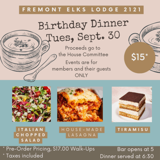TND- Birthday Lasagna Dinner 9/30