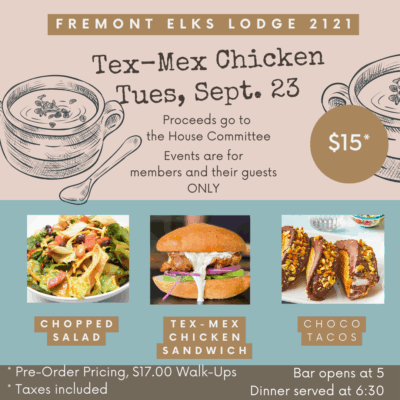 TND- Tex Mex Chicken Sandwich Dinner 9/23