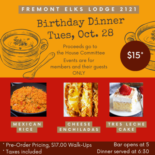 TND- Birthday Cheese Enchiladas Dinner 10/28