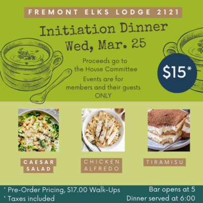 WND- 3/25 Initiation Dinner Chicken Alfredo