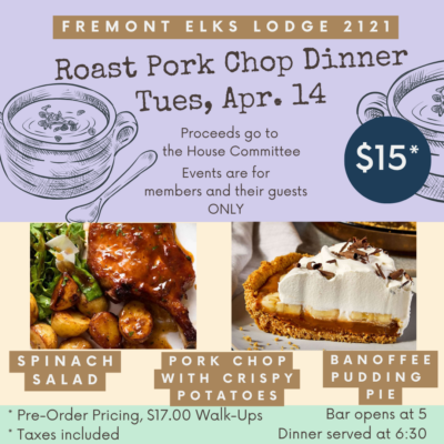 TND- 4/14 Roast Pork Chop Dinner